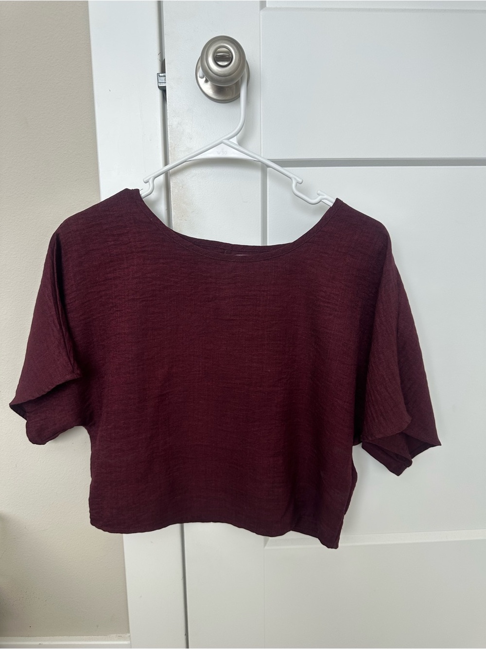 Women's Boxy Short Sleeve Top in Deep Wine